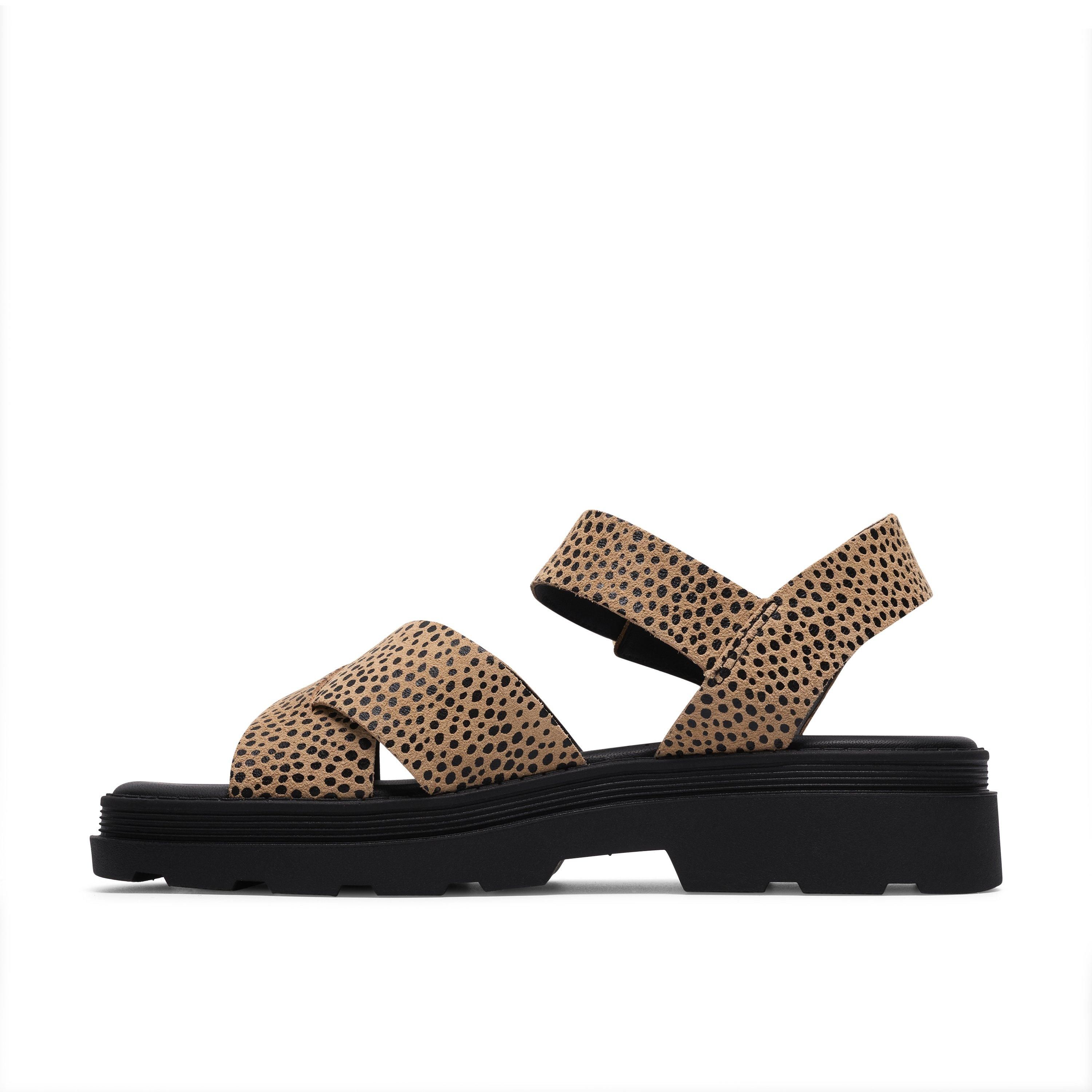Clarks Orinoco3 Cross Animal Print Flat Sandals
