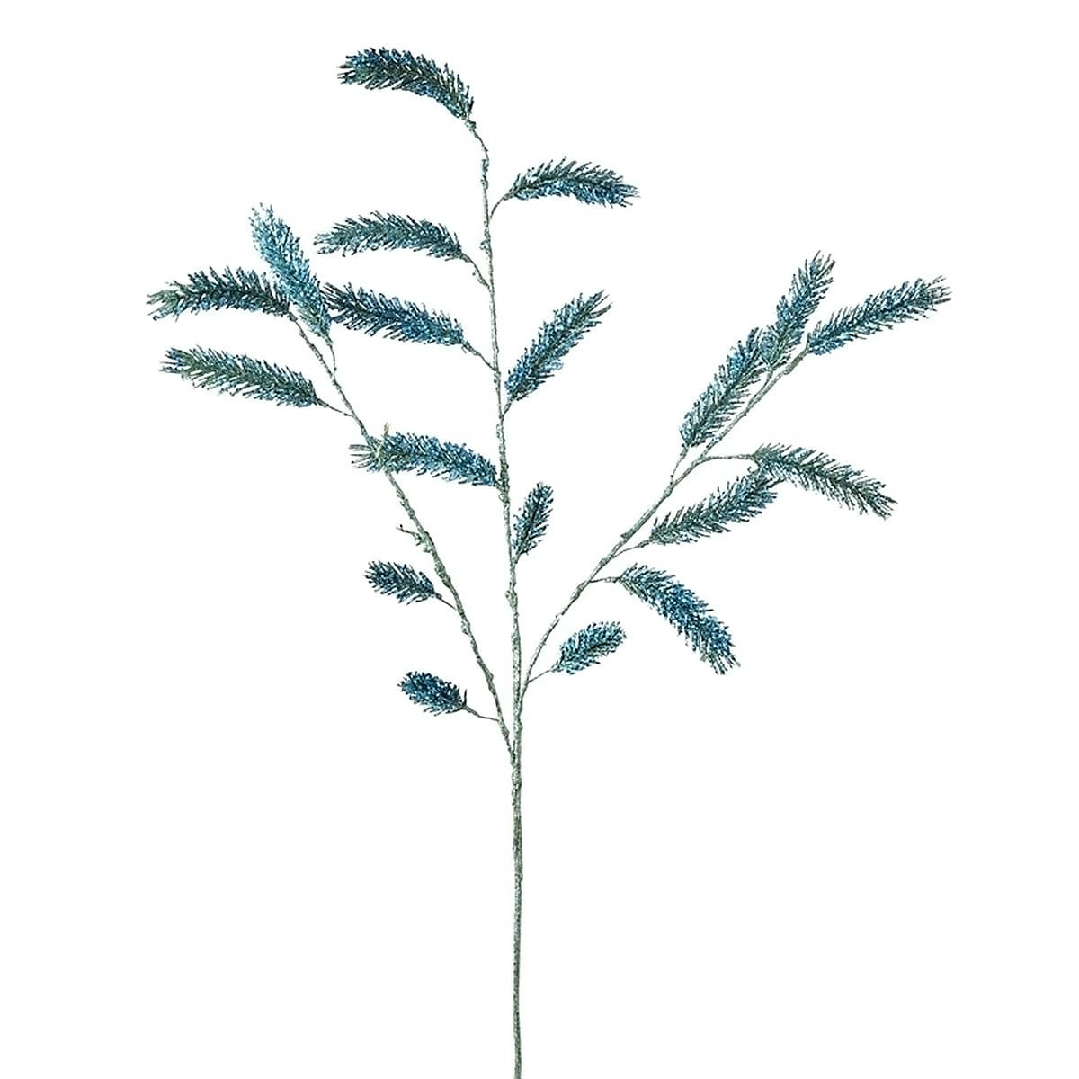 NOËL - Branche de pin pailletée artificielle bleue H127