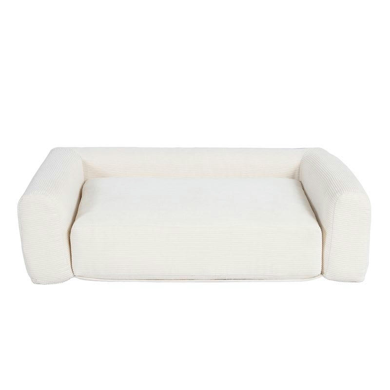 LEONARD - Panier pour chien en tissu velours côtelé beige taille s