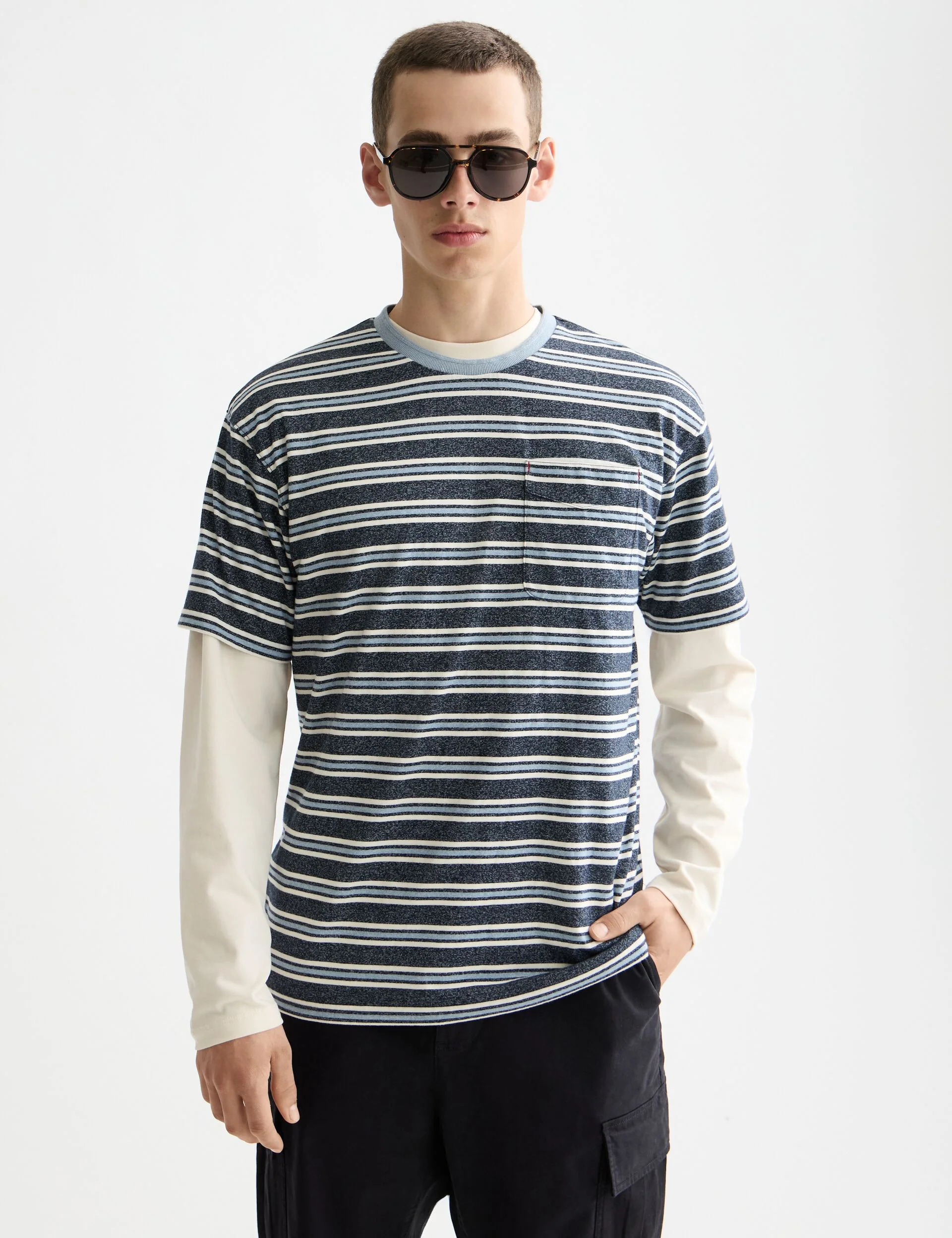 Relaxed Fit Yarn Dye Stripe T-shirt