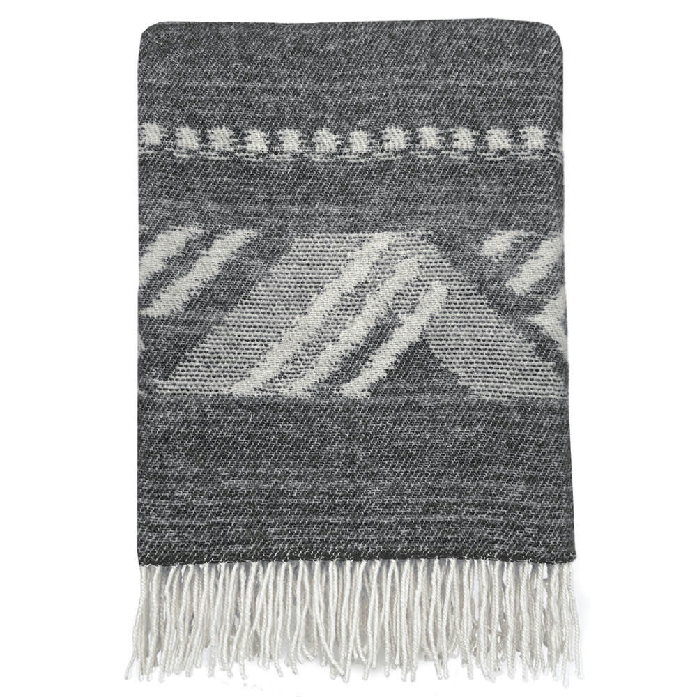 MOCHICA - Plaid en laine noir 140x200
