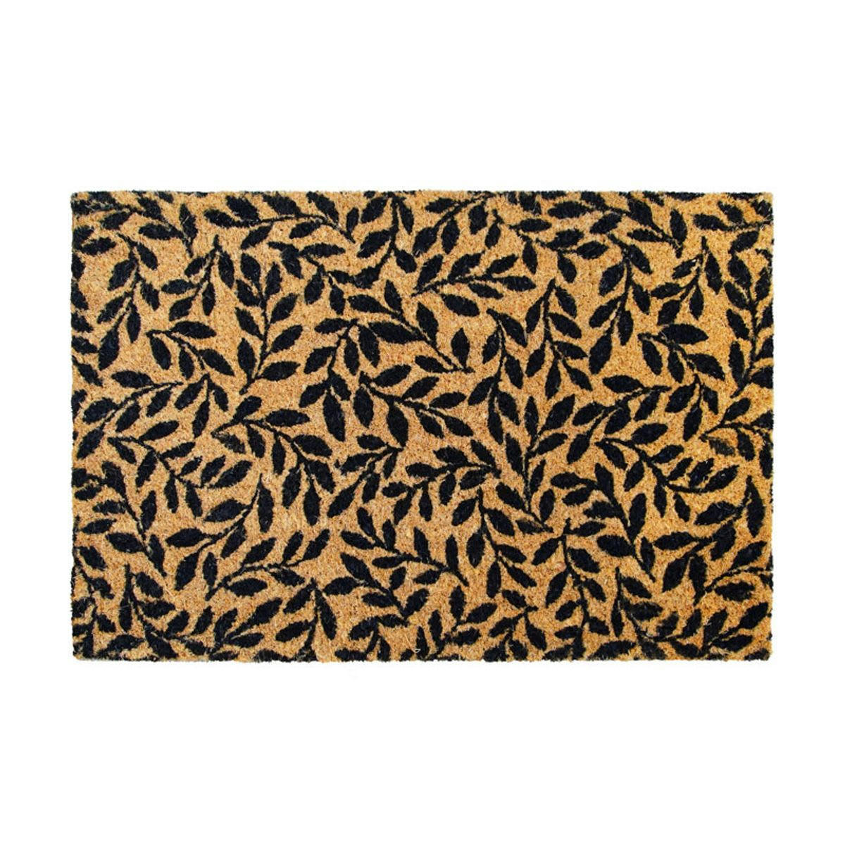 BRINDILLE - Paillasson en fibre de coco motif brindilles naturel et noir 60x40
