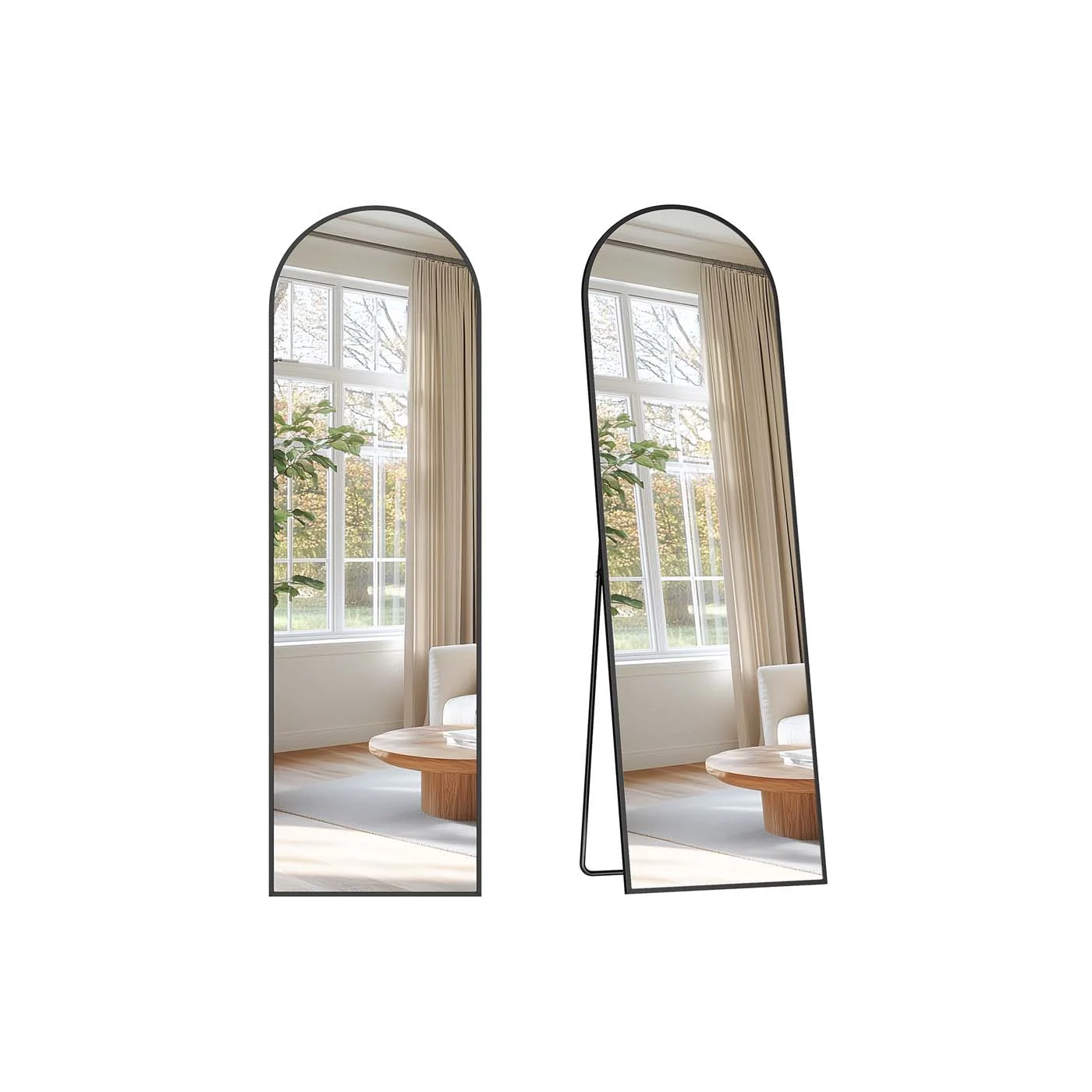 Miroir sur Pied en Forme d'Arc en Alliage d'Aluminium et Verre
