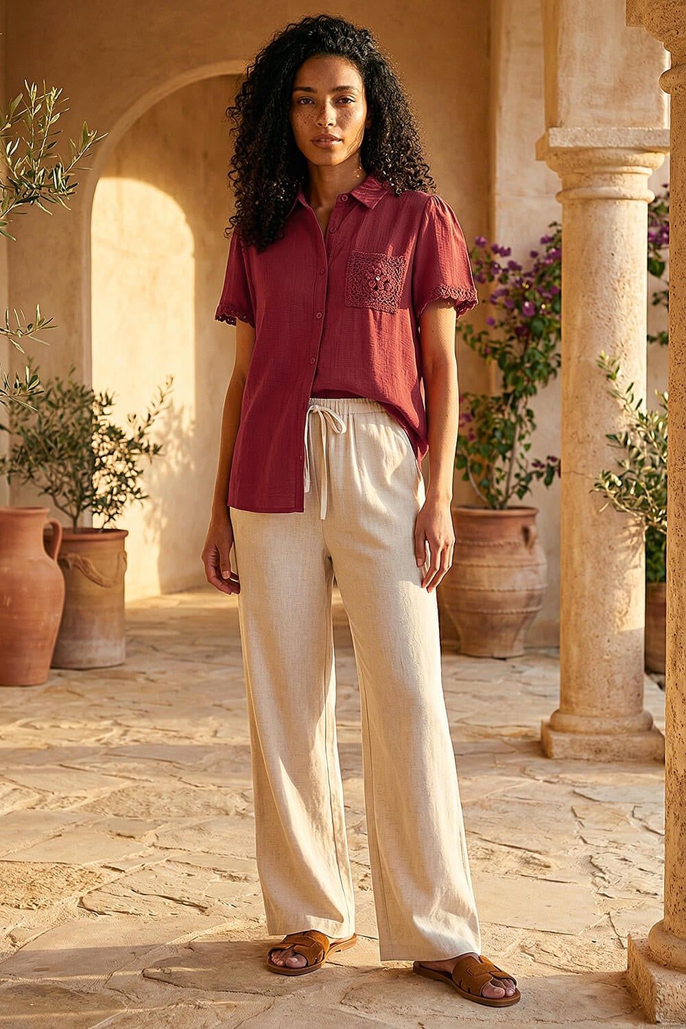 Roman Crochet Pocket Button Shirt