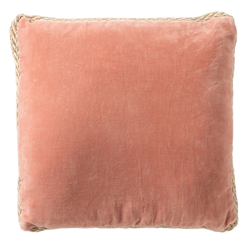MANOE - kussenhoes 45x45 cm - effen kleur - jute rand - Muted Clay - roze