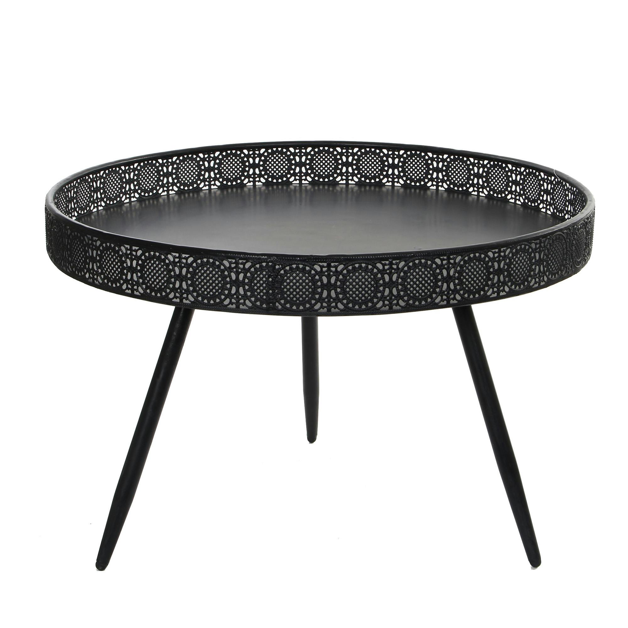 Table basse métal noir motifs ajourés grand modèle