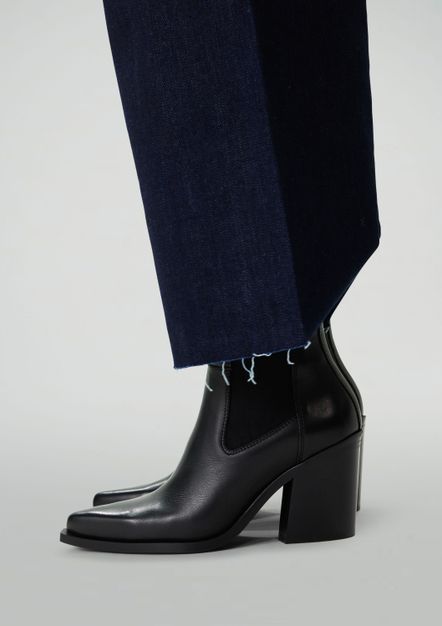 Zwarte leren chelsea boots met hak
