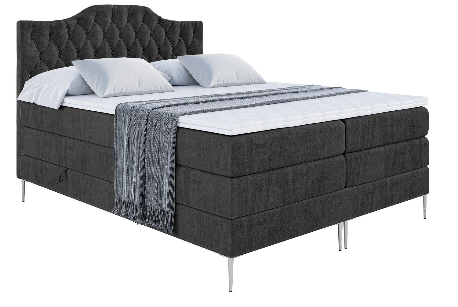 Łóżko kontynentalne - pojemnik, materac, nóżki VILA-1-FS KING 120x200cm