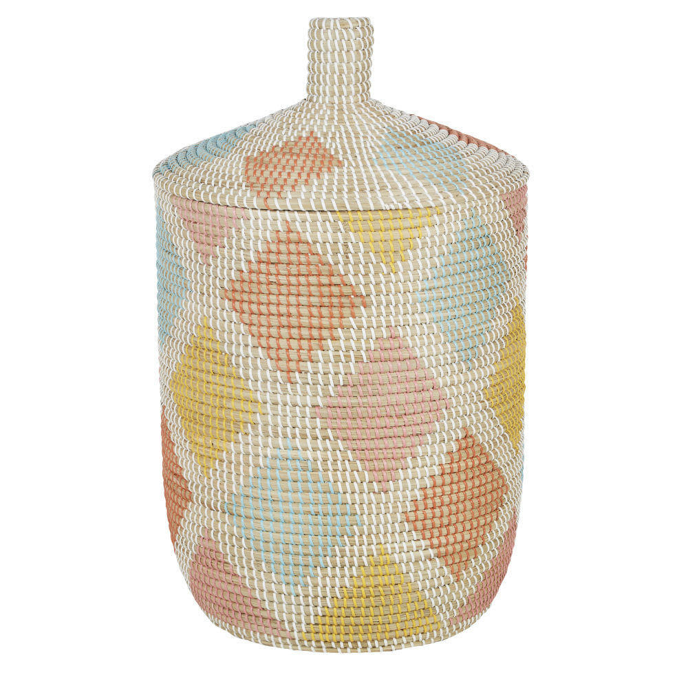 ESSAOUIRA - Panier en fibre végétale tressée main multicolore