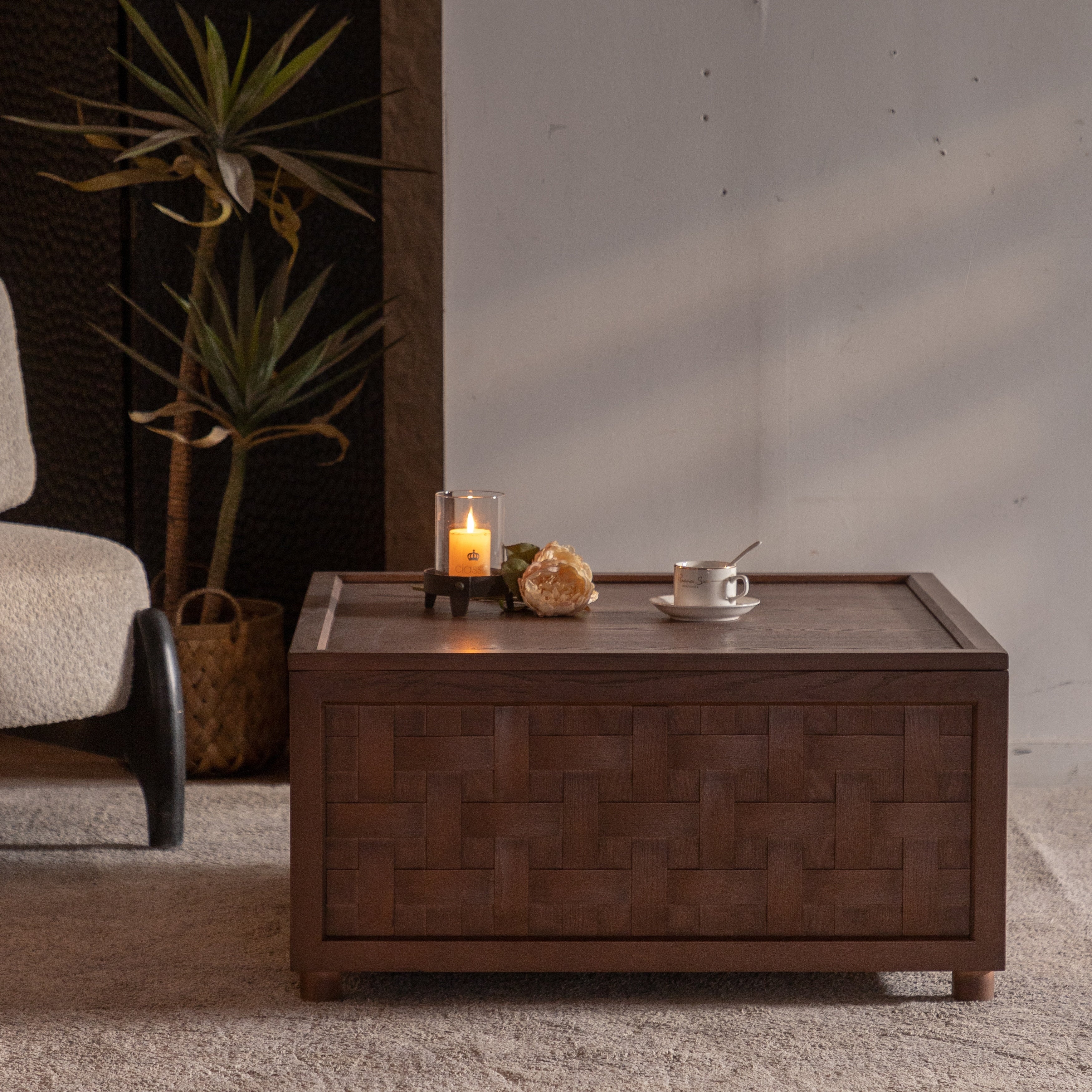 31x31'' Solid Wood Square Coffee Table with Storage