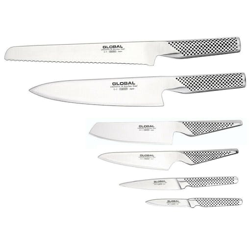 New Global Knives Synergy 7Pc Knife Block Set Stainless Steel Japanese