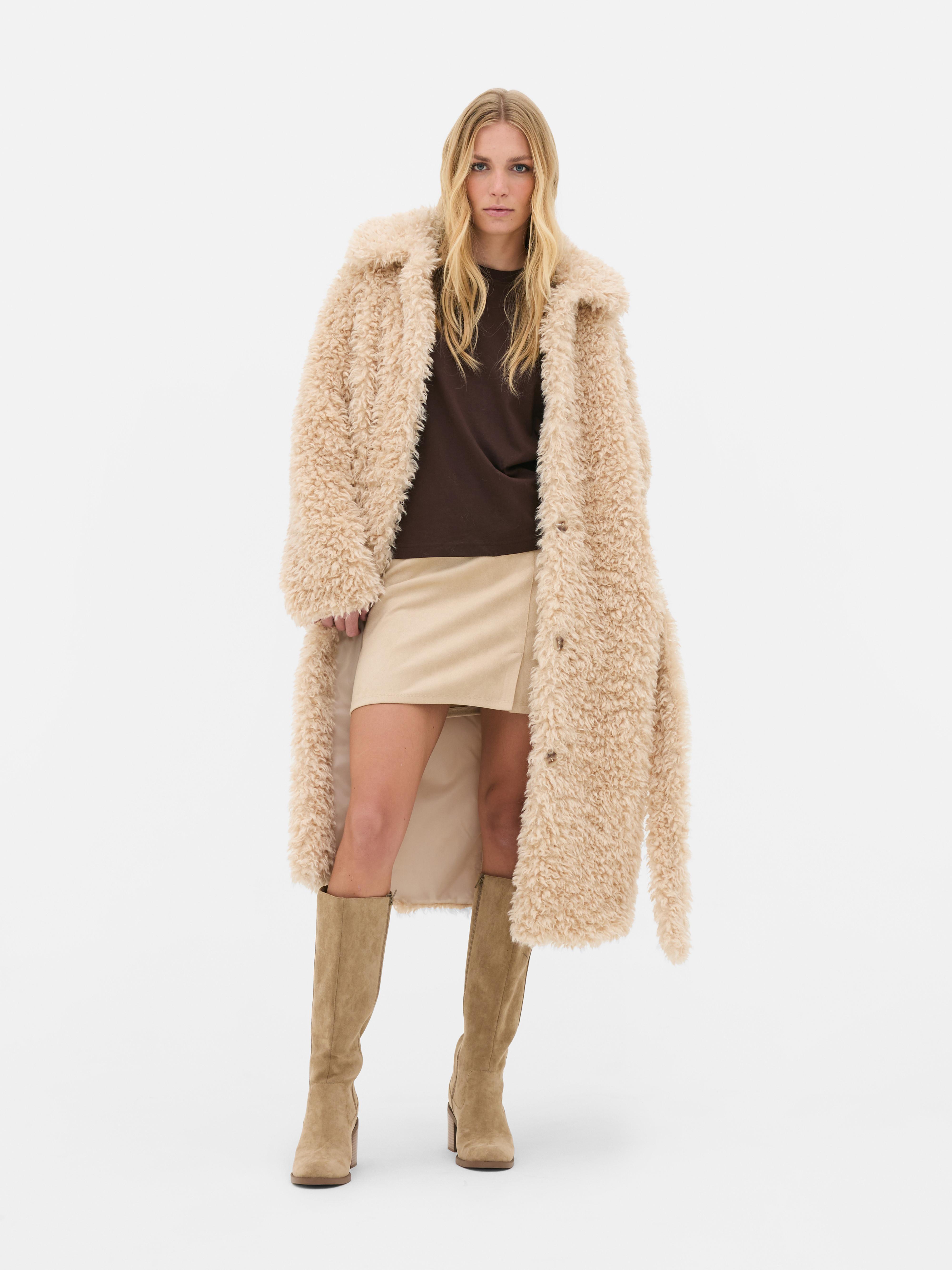 Belted Shaggy Longline Coat