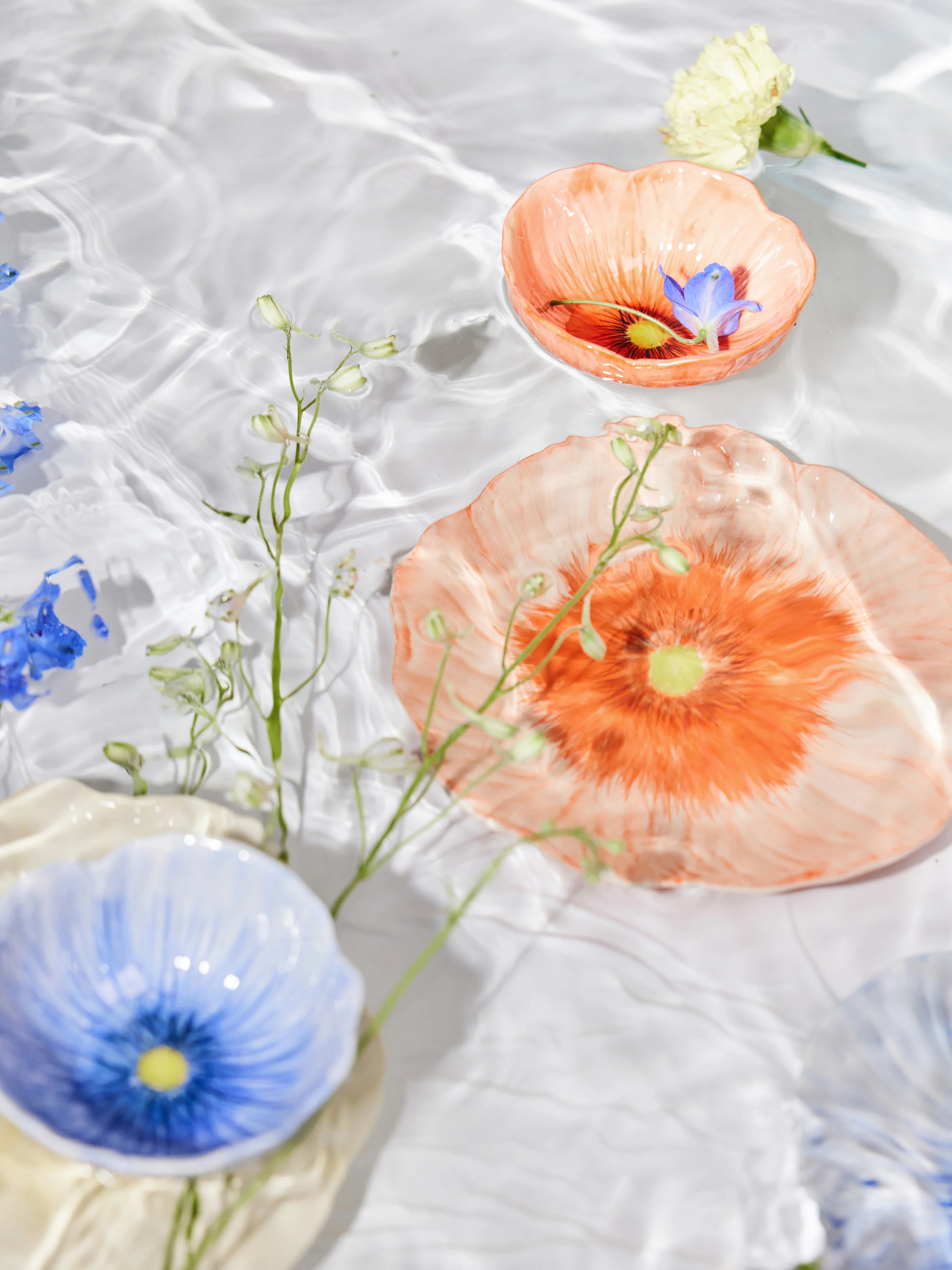Handgemachte Snackschälchen Poppy mit Strukturmuster, 2er-Set