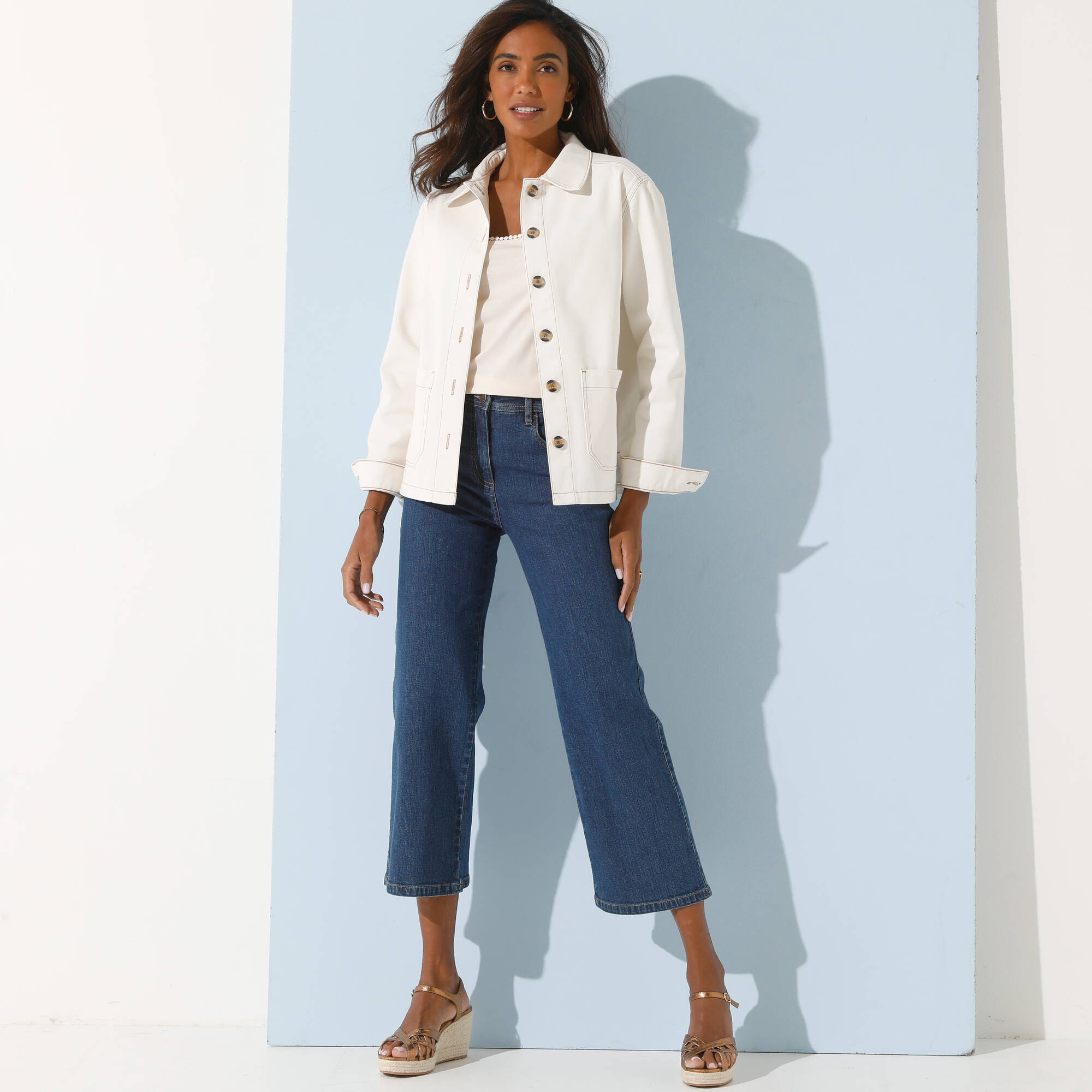 Veste droite boutonnée, toile