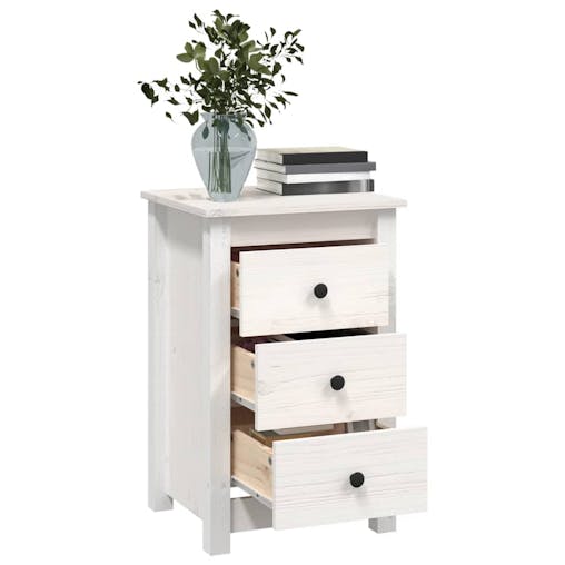 NNEVL Bedside Cabinets 2 pcs White 40x35x61.5 cm Solid Wood Pine
