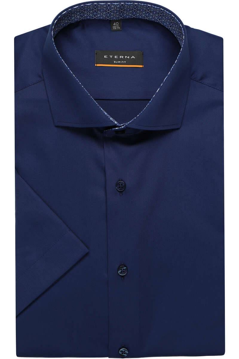 ETERNA Slim Fit Hemd marine, Einfarbig