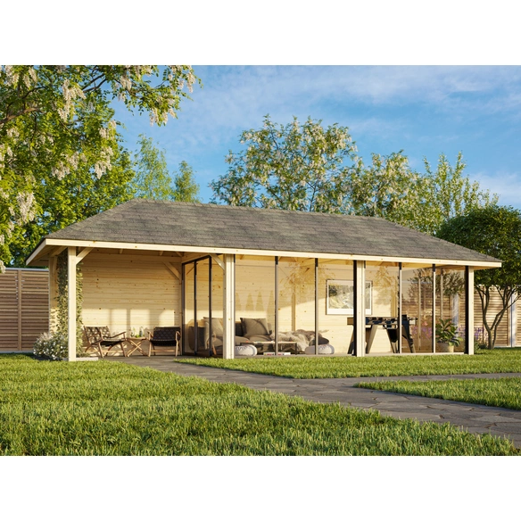 Pavillon »Bianca«, Aufstellmaße BxTxH: 960 x 384 x 319 cm, tauchgrundiert, Holz