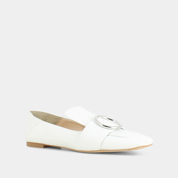 Mocassins à boucleen cuir blanc | CAO