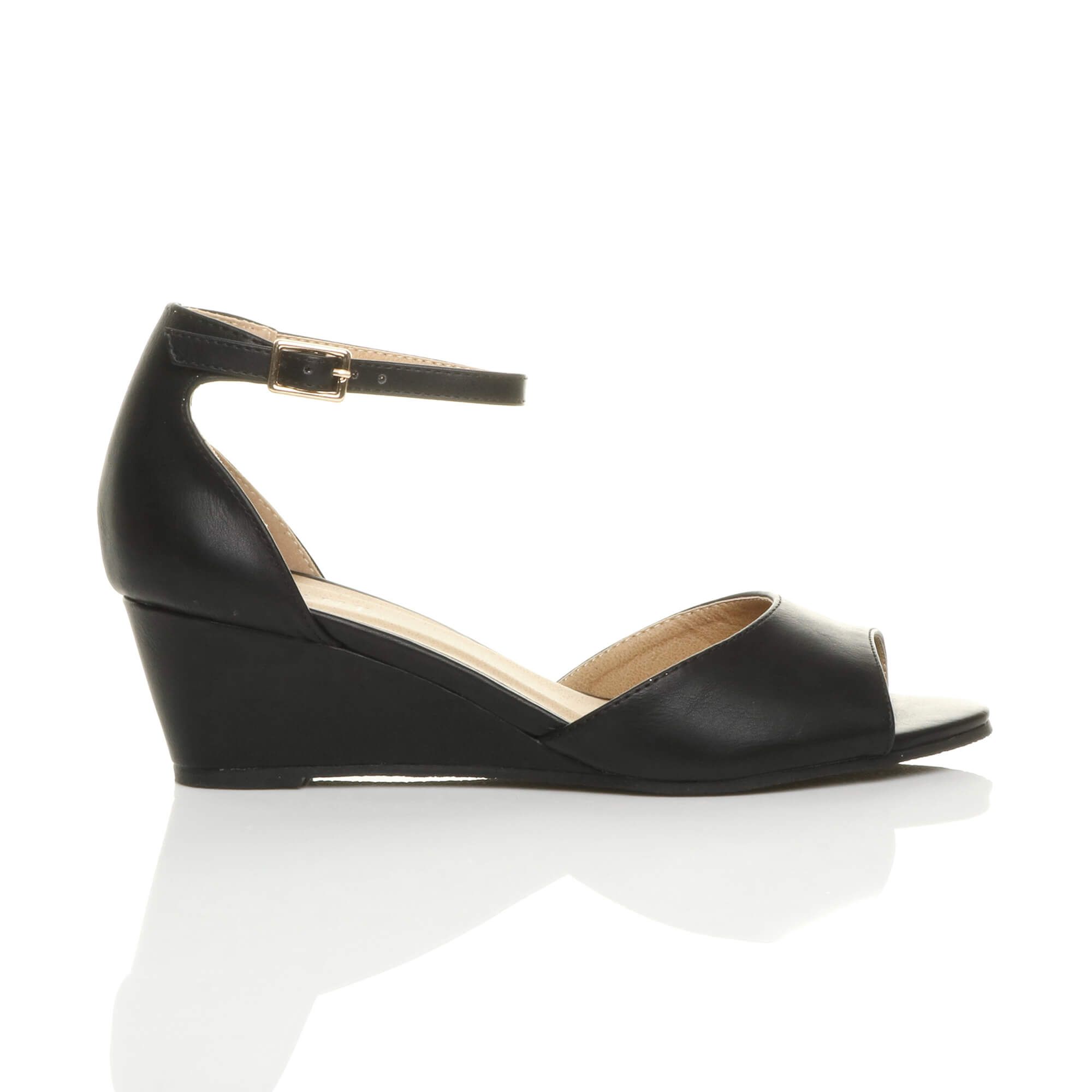 AJVANI Mid Wedge Heel Ankle Strap Sandals