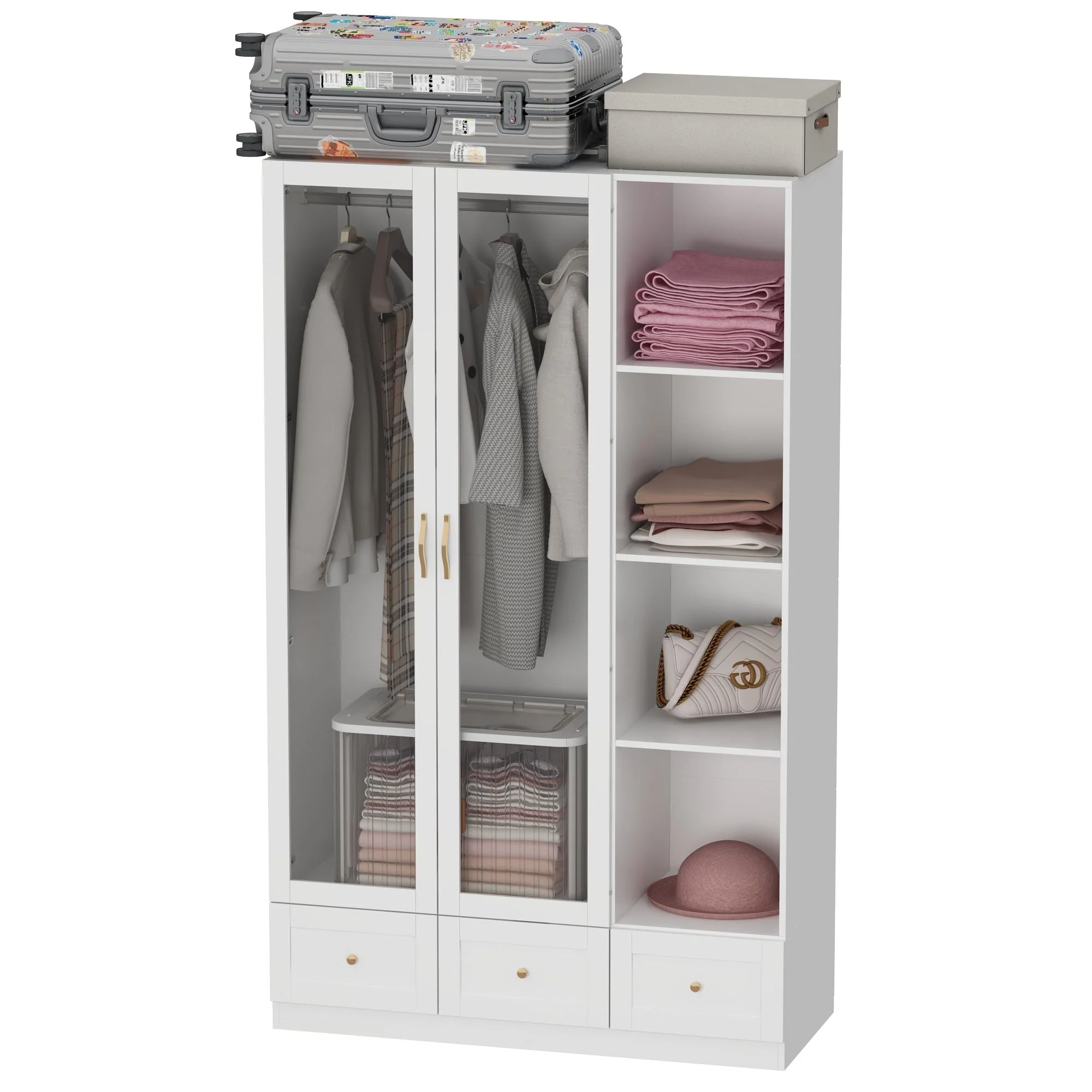 Multi-Unit Wardrobe Versatile Storage Solutions Armoires Cabinet White