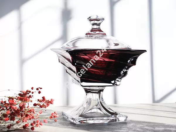 Bombonierka na nodze 24,5 cm Bohemia - Casablanca Burgundy 114792