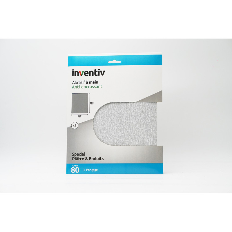 Papier abrasif anti-encrassant grain 80 5 pièces INVENTIV
