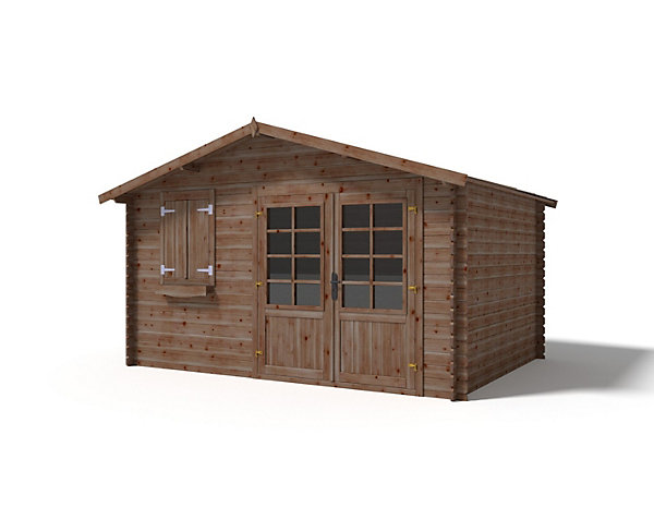 Abri de jardin en bois - 12m2 - 4x3m - Traité - Ep. 28mm - Couleur: marron - DOM595