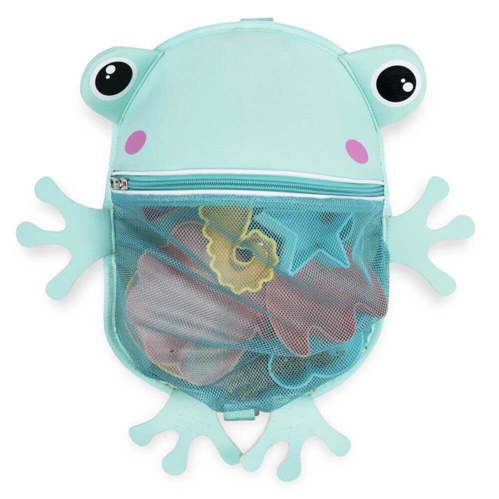 Sac de plage enfant forme animal bleu 30x25xH9,5cm (2 modèles requin ou grenouille)