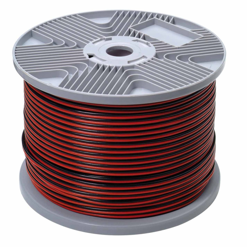 Câble audio rouge et noir 2 x 1,5 mm² au mètre