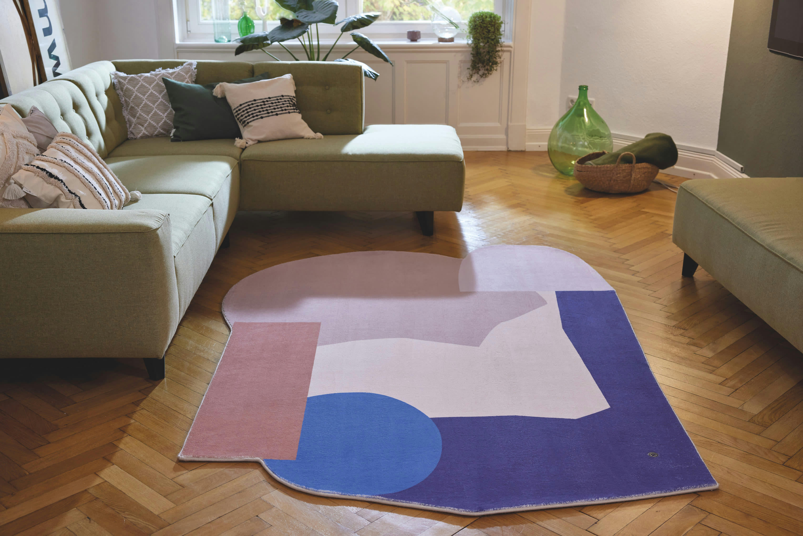 SHAPES - Tapis géométrique imprimé - très doux - bleu multicolore 160x230 cm