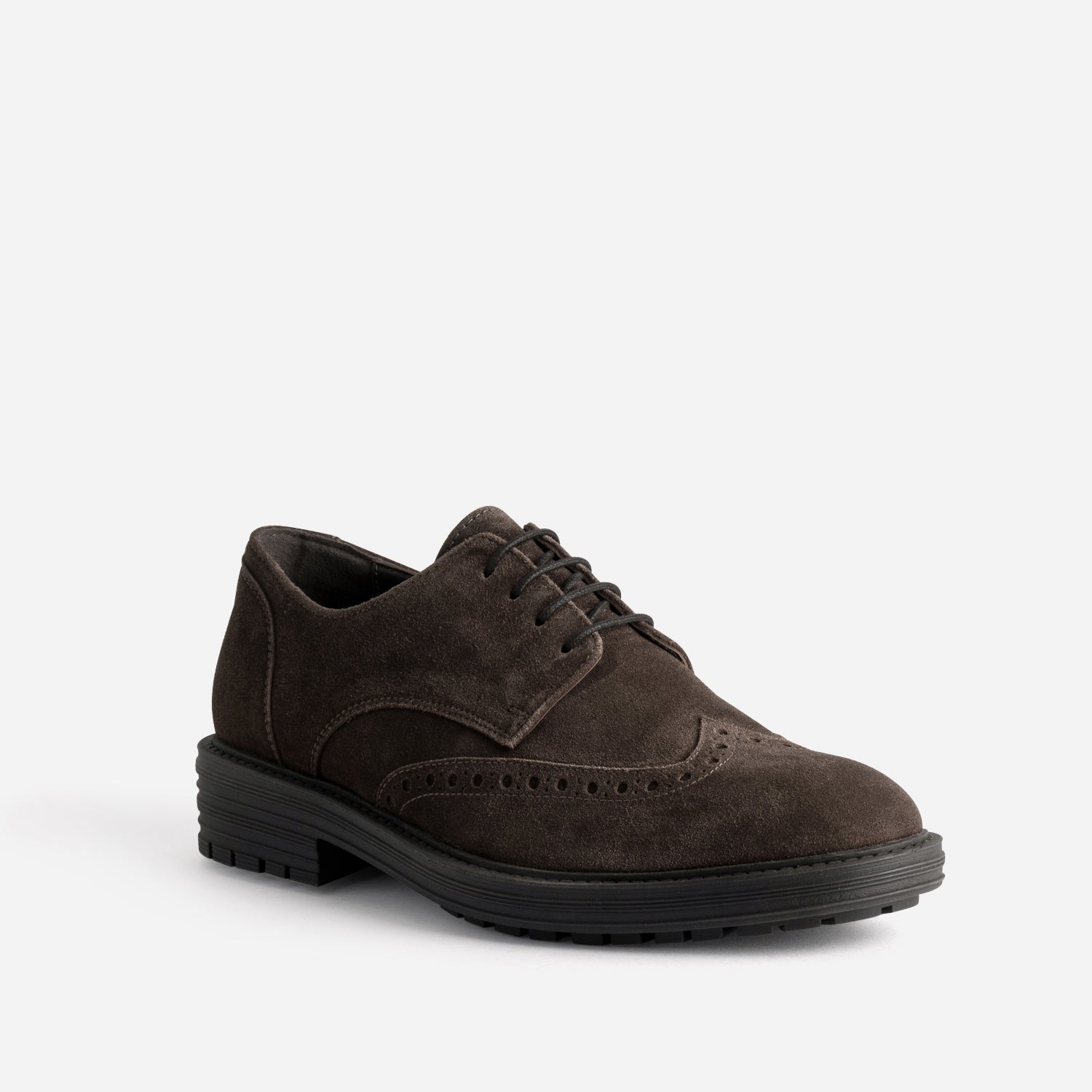 Derby marron cuir velours bout fleuri