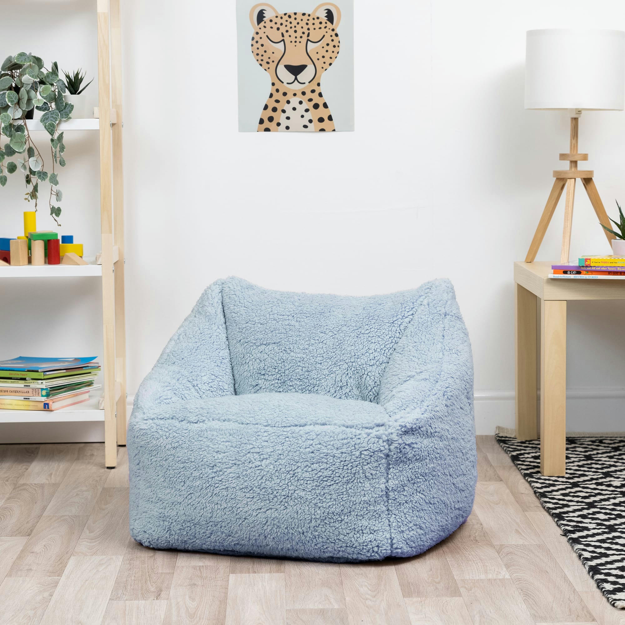 - Pouf enfant sherpa bleu givre