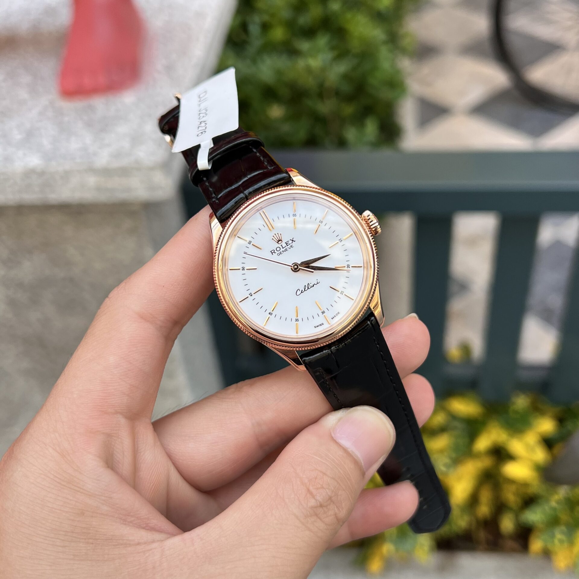 Rolex Cellini 50505 RG Plated White Dial 39mm Leather Super Clone