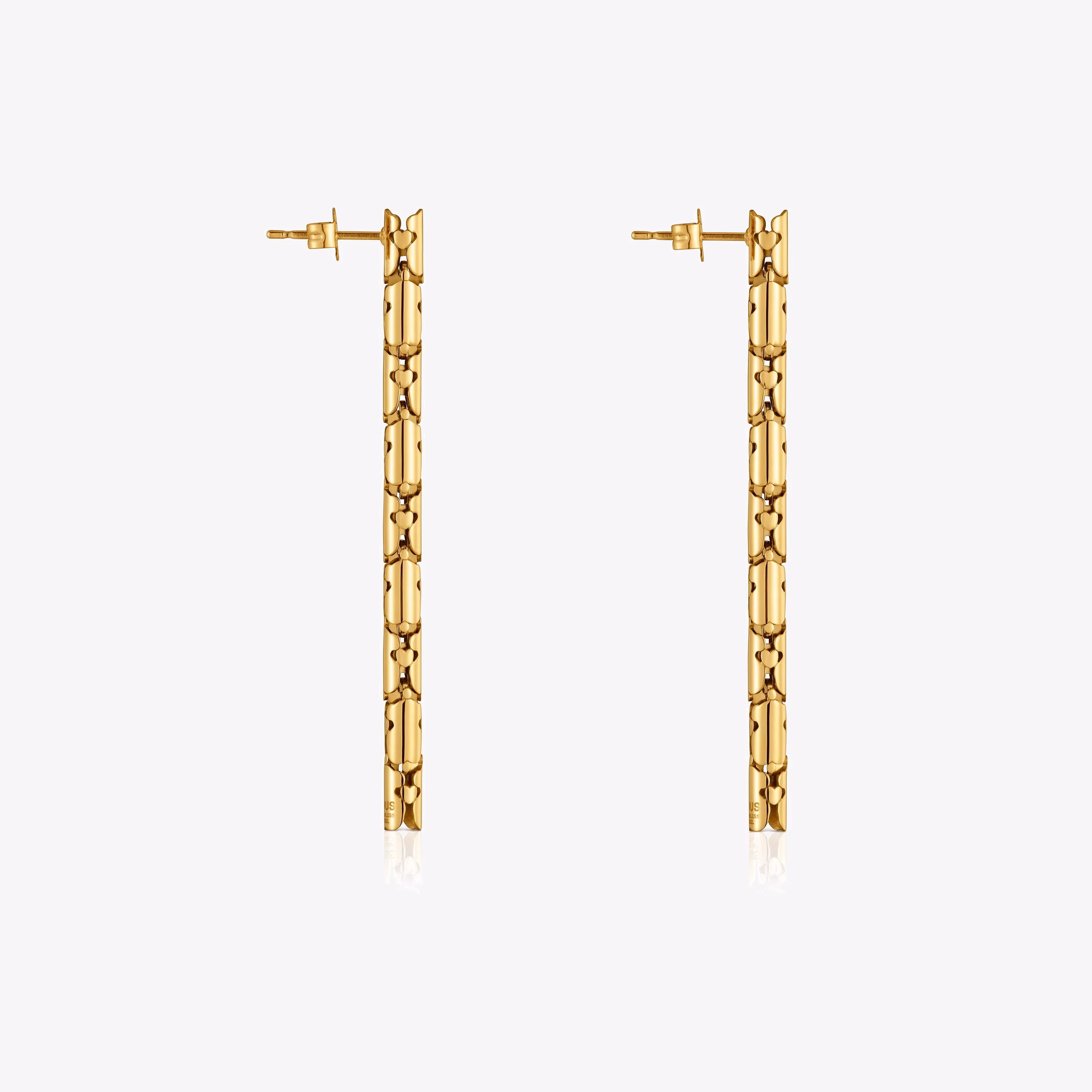 Pendientes largos de acero articulado dorado Carrusel