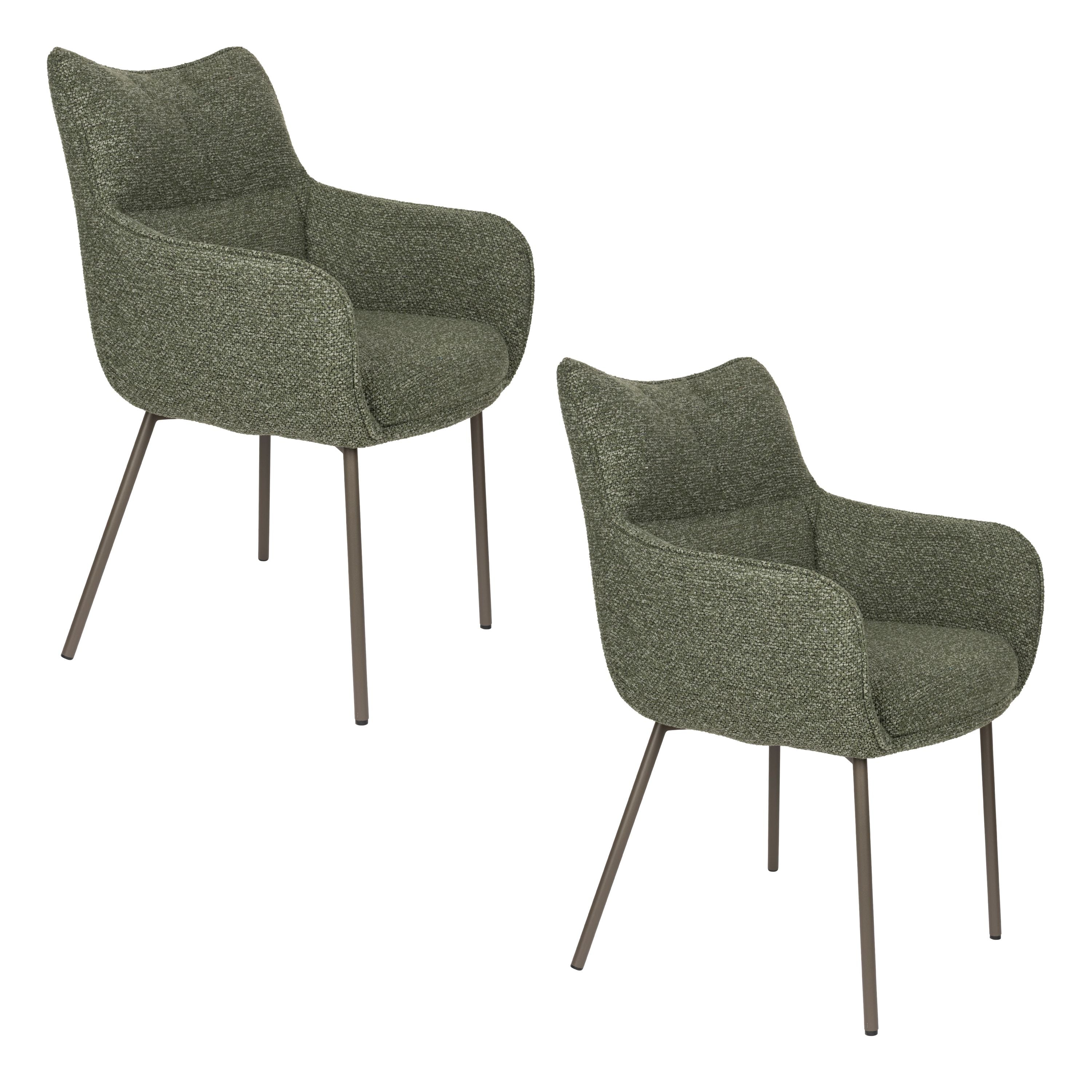 Housecraft Living Jacques Eetkamerstoelen Armleuning Groen - Set van 2