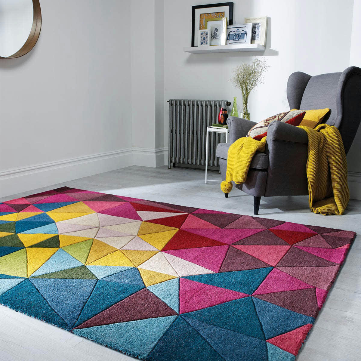 FR DESIGN - Tapis géométrique design en laine multicolore 160x230