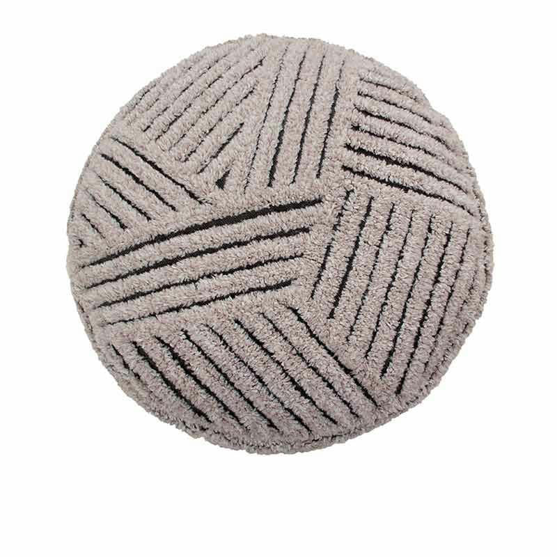 FIELDS - Pouf laine texturé gris foncé D70cm