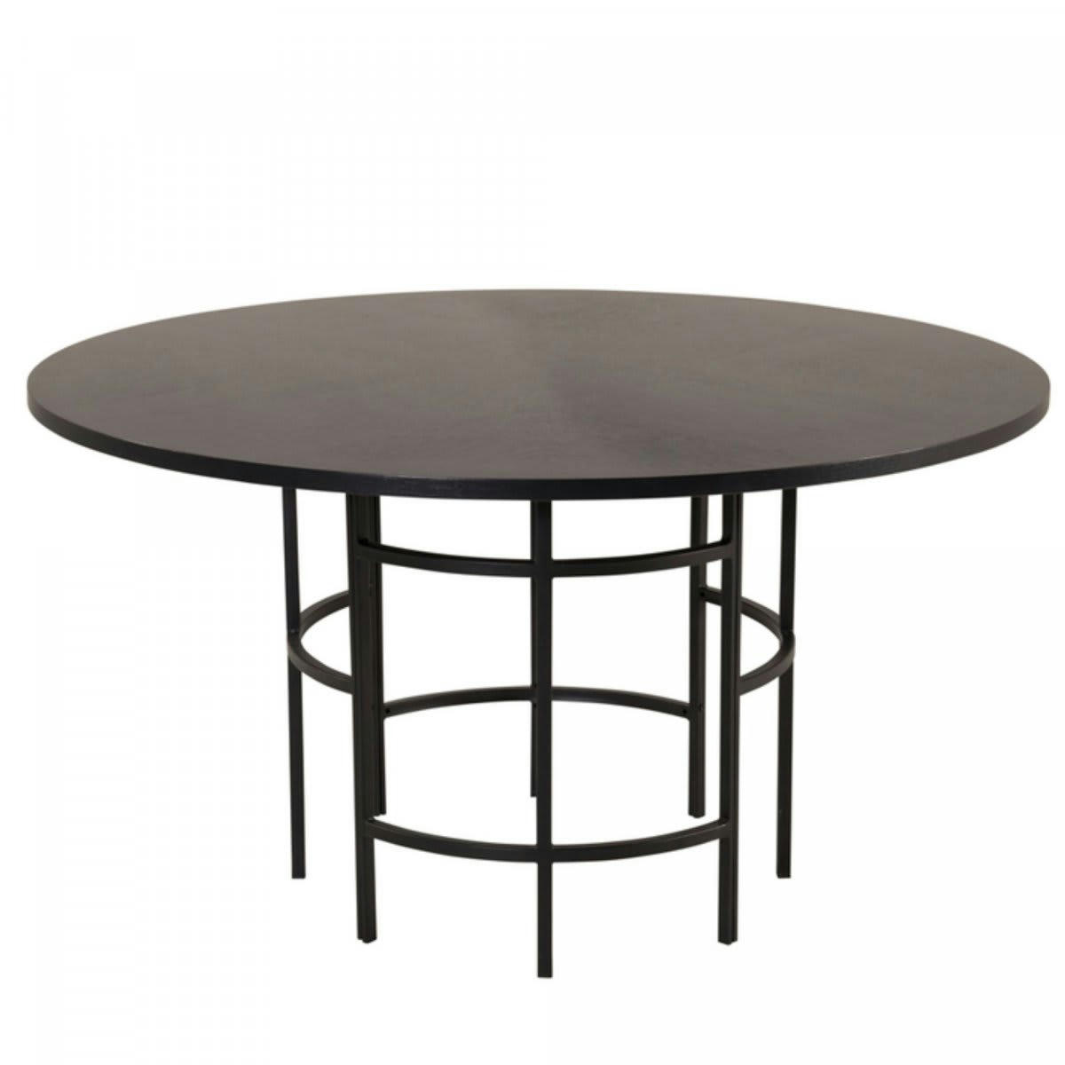 COPPA - Table à manger moderne cylindrique avec plateau en bois noir