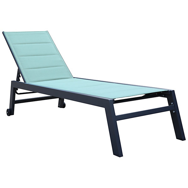 Bain de soleil BARBADOS en textilène vert d'eau - aluminium anthracite - HAPPY GARDEN