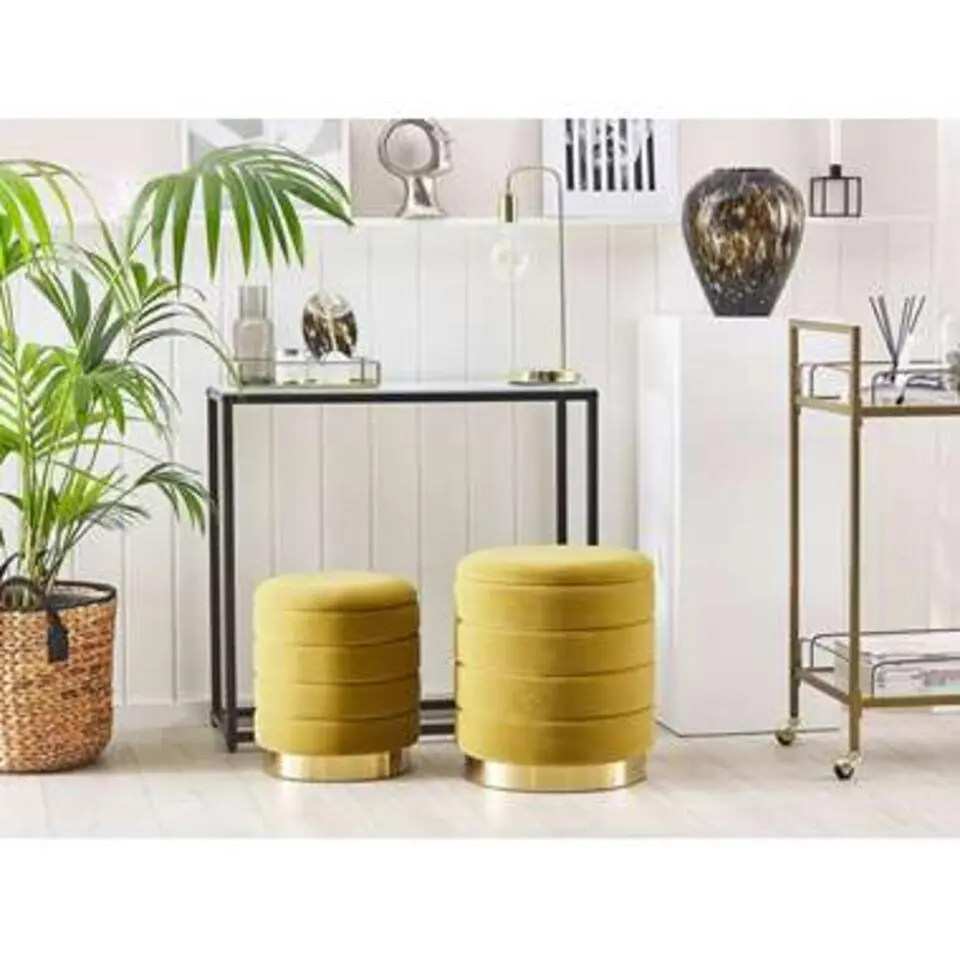 GARLAND - Poef - Geel - 40/33 cm - Fluweel