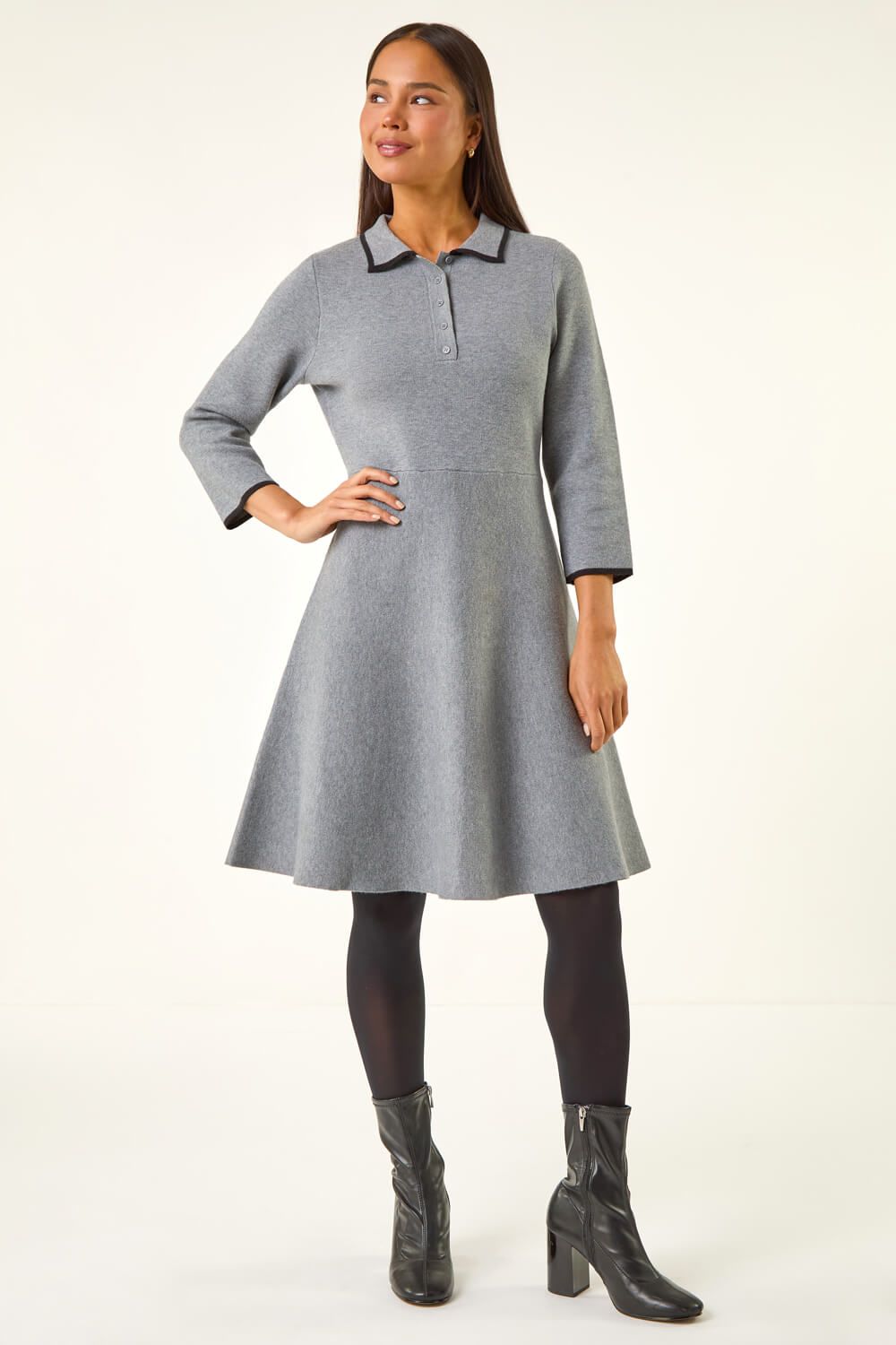 Roman Petite Collared Knit Dress