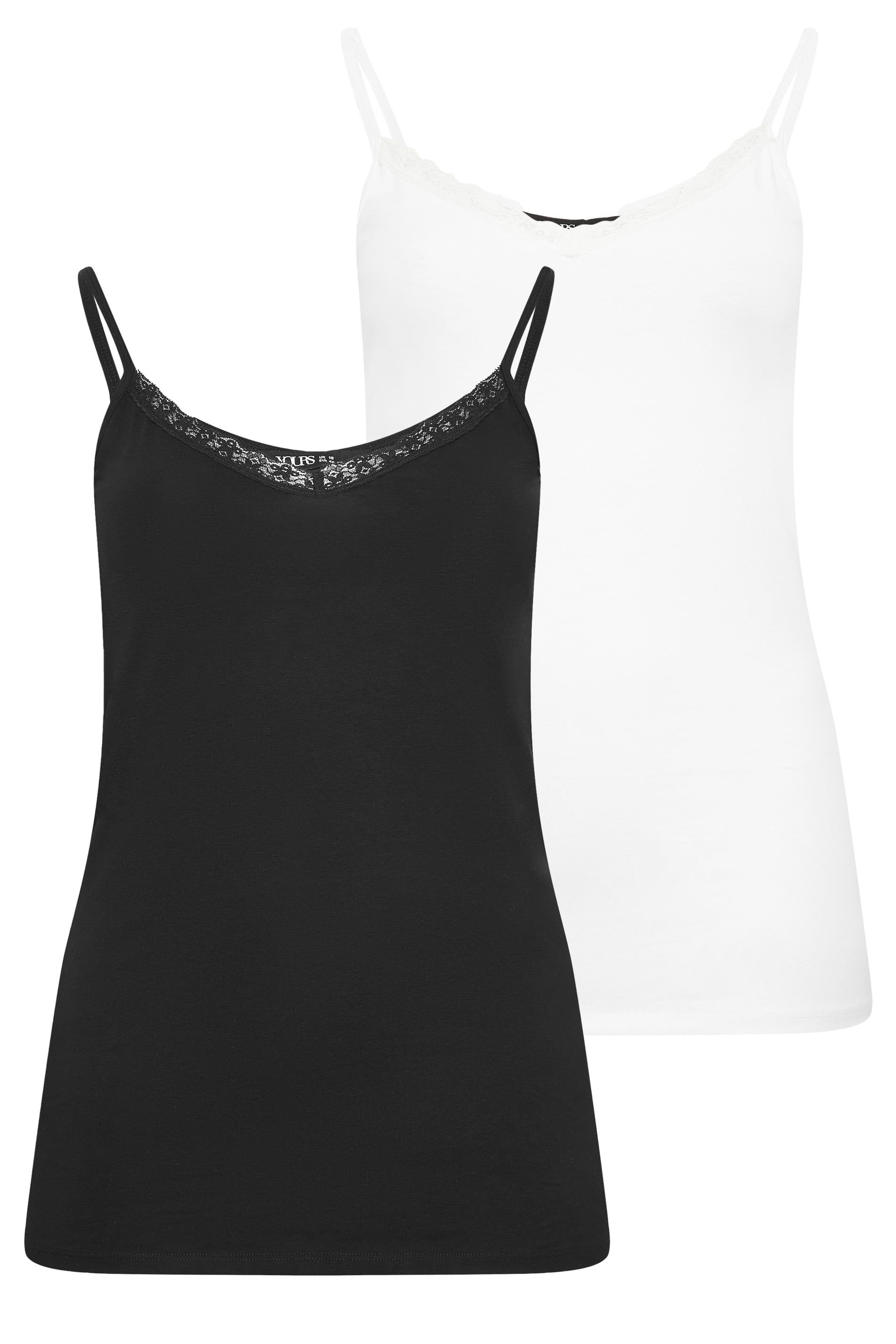 Yours 2 Pack Lace Cami Tops