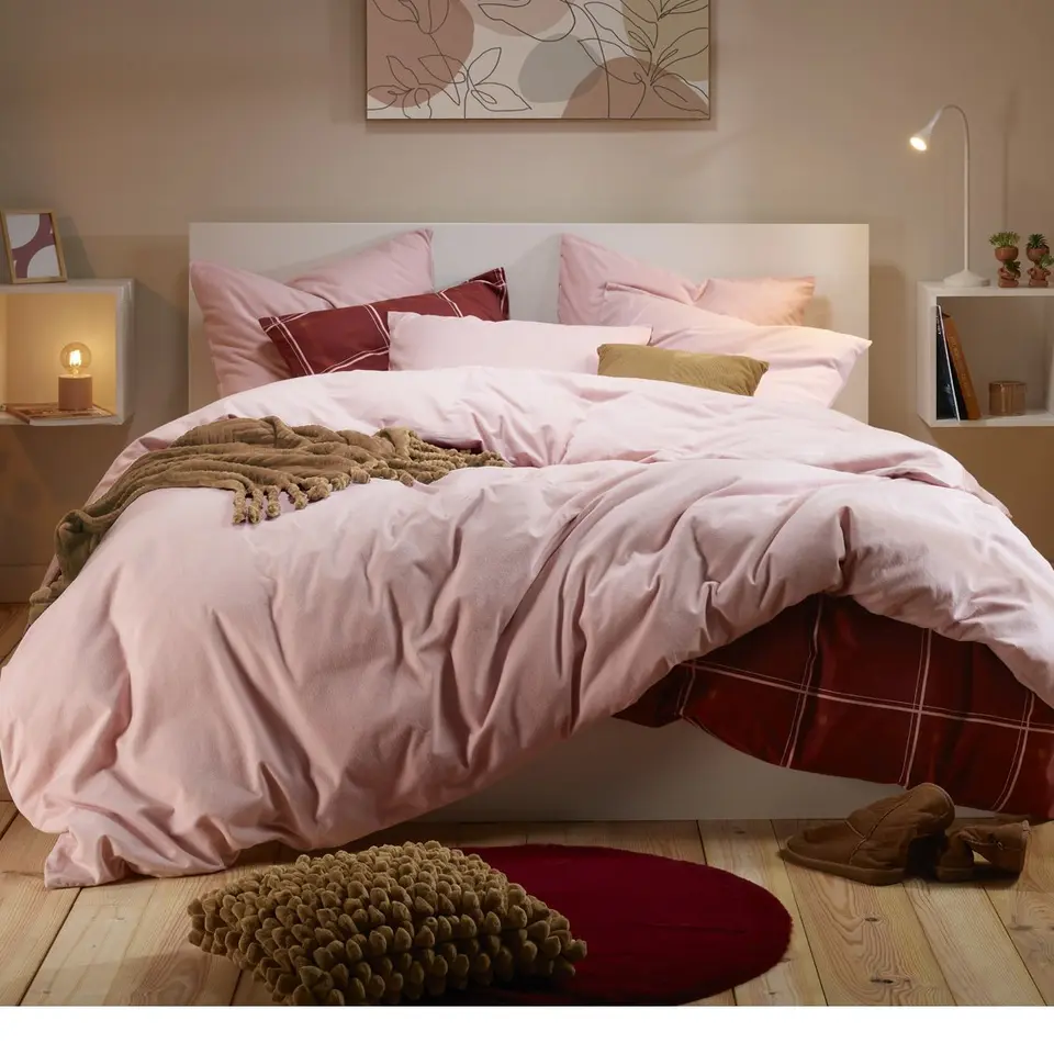 Moodit Dekbedovertrek Freya Pearl Pink - 260 x 240 cm - Katoen Flanel