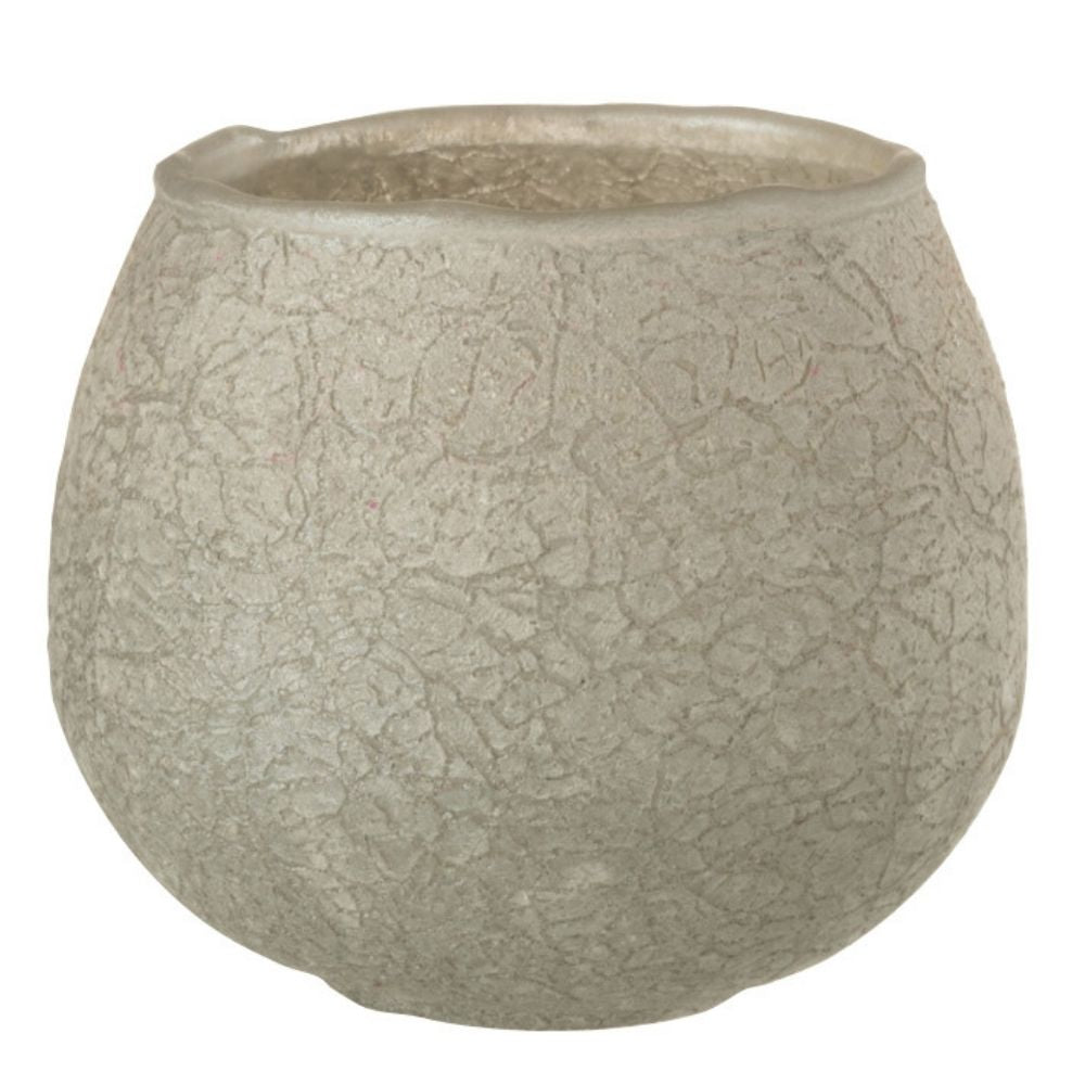 J-Line kaarshouder Crackle Bal - glas - grijs - 3 stuks