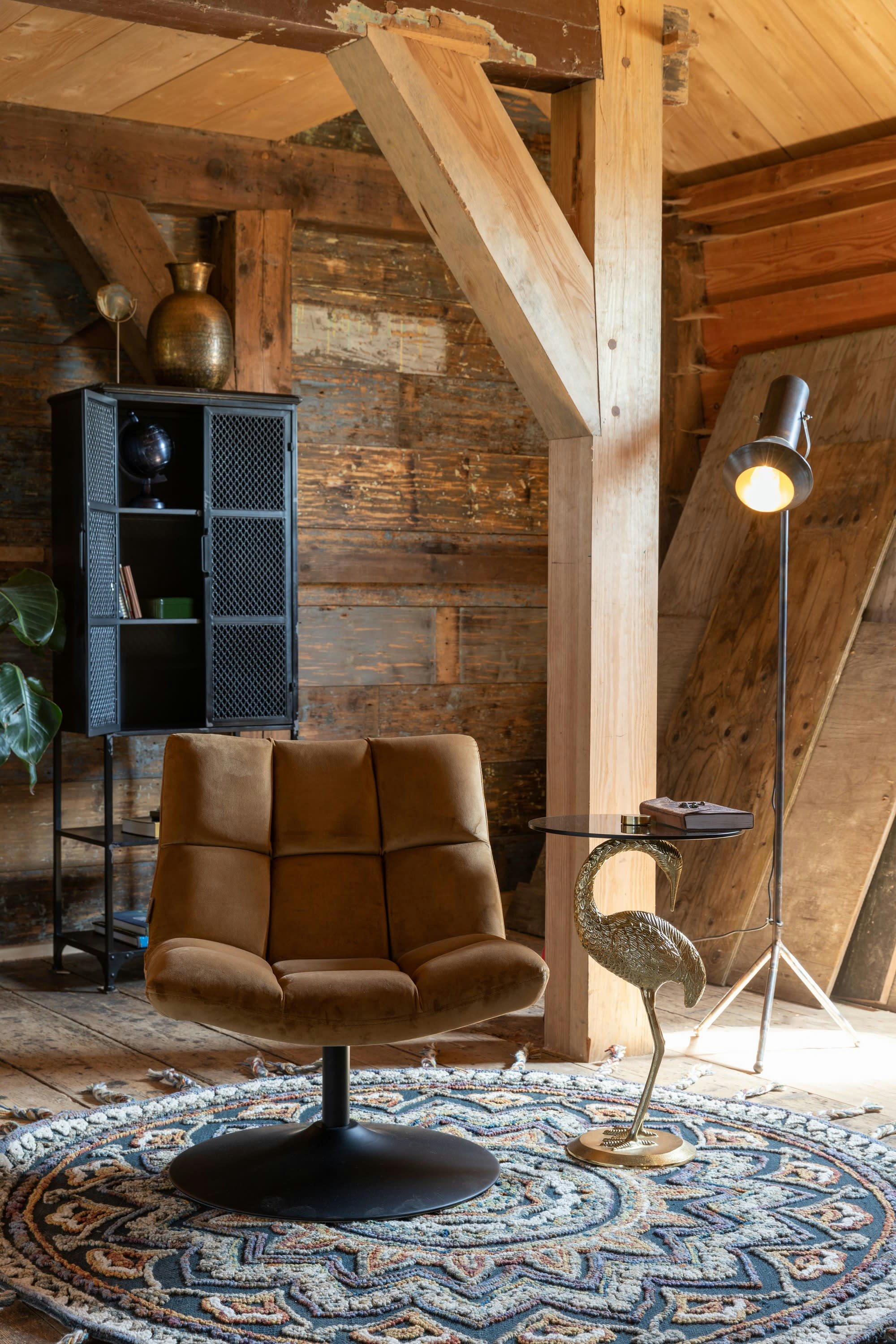 BAR - Chaise lounge en velours marron