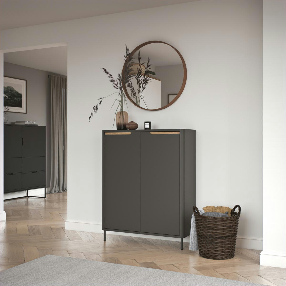 PATIPATI - Meuble à chaussures 2 portes en bois gris