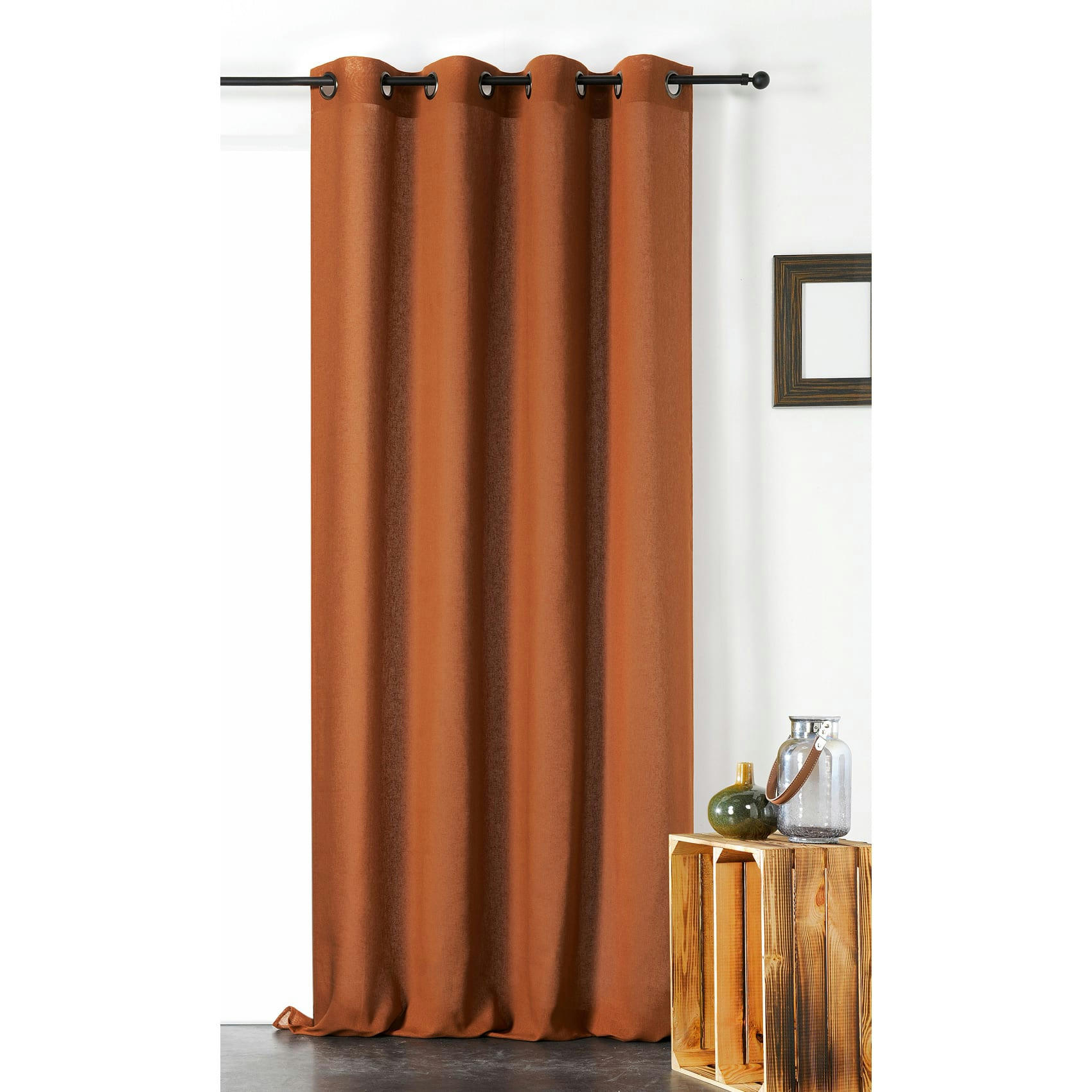 - Voilage uni melisse coton marron clair 140x240 cm