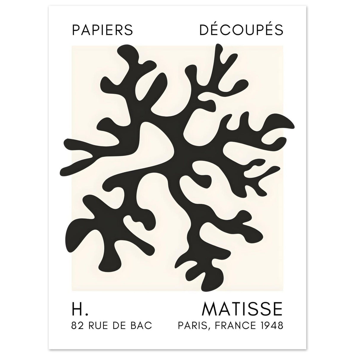 Artfulprints Poster Matisse – Dreamy coral flower black  - 30x40 cm - Zwart