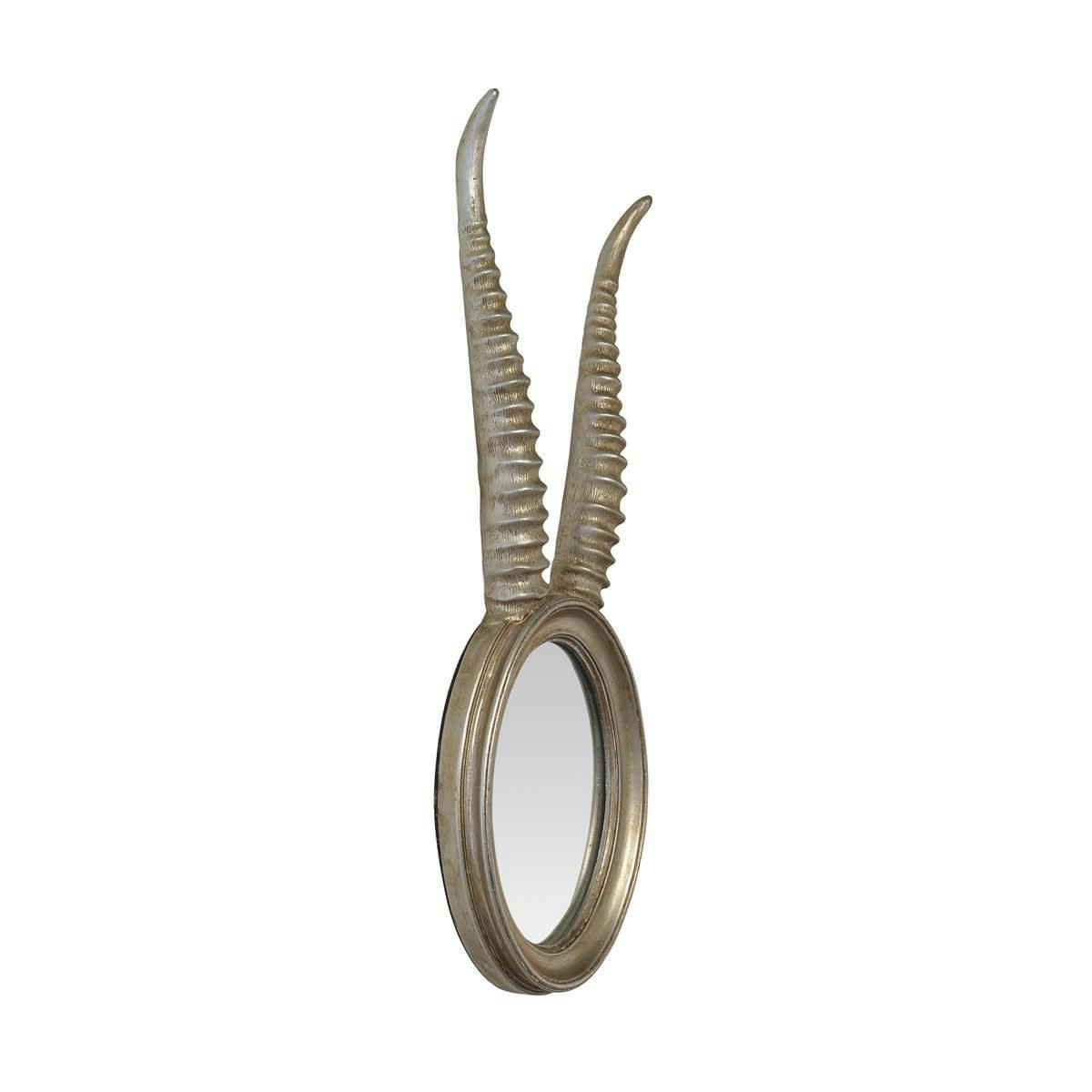 - Miroir ovale argenté corne de gazelle 17x48cm