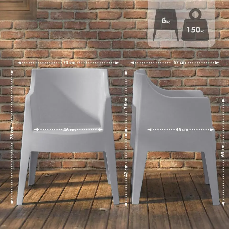 CLP Set van 4 Tuinstoel Bartal Kunststof - grijs